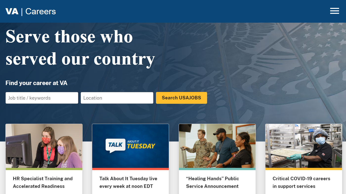 Explore the new VAcareers.VA.gov for all your career needs.