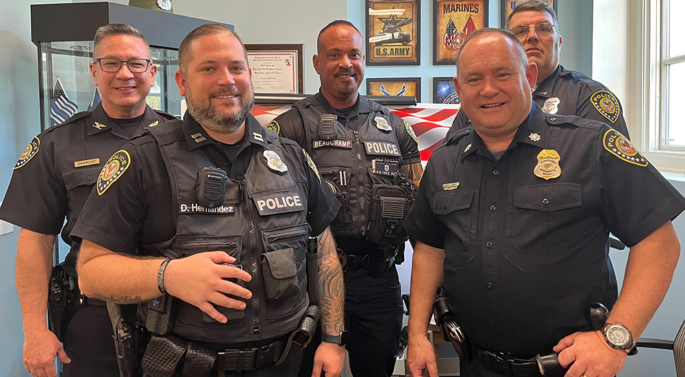 Five VA police officers in uniform