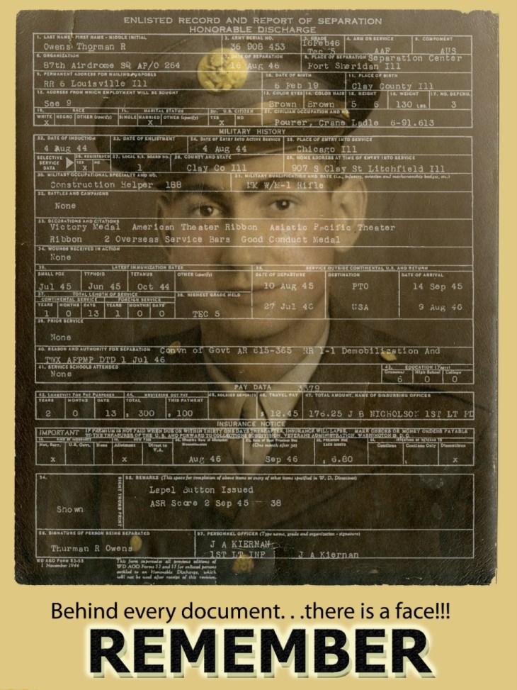 image of a military personnel document held at the National Archives in St. Louis.
