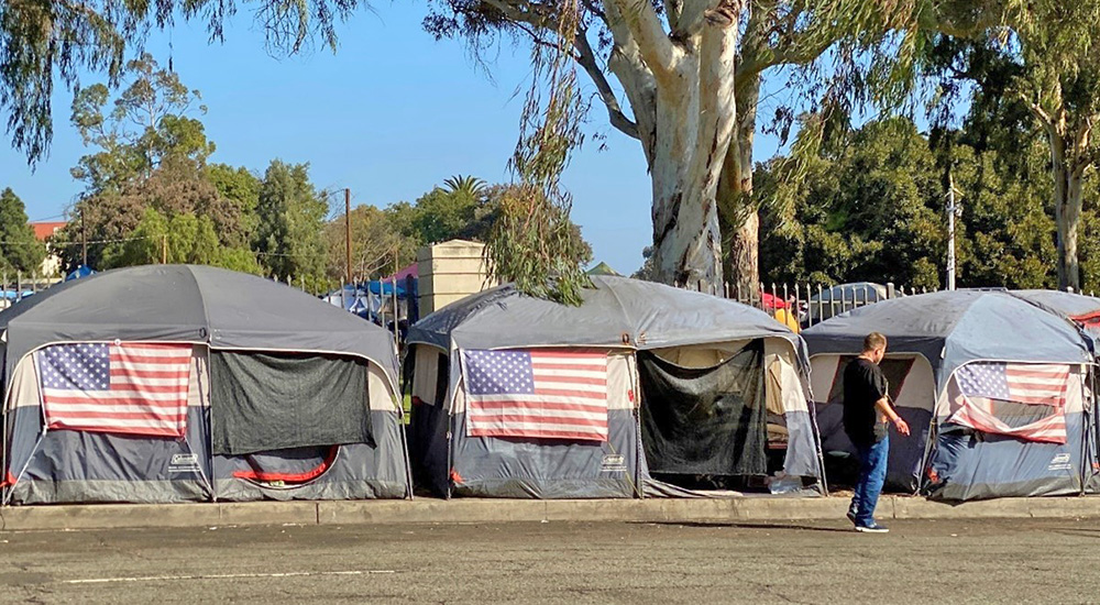 Tents in a homeless encampment