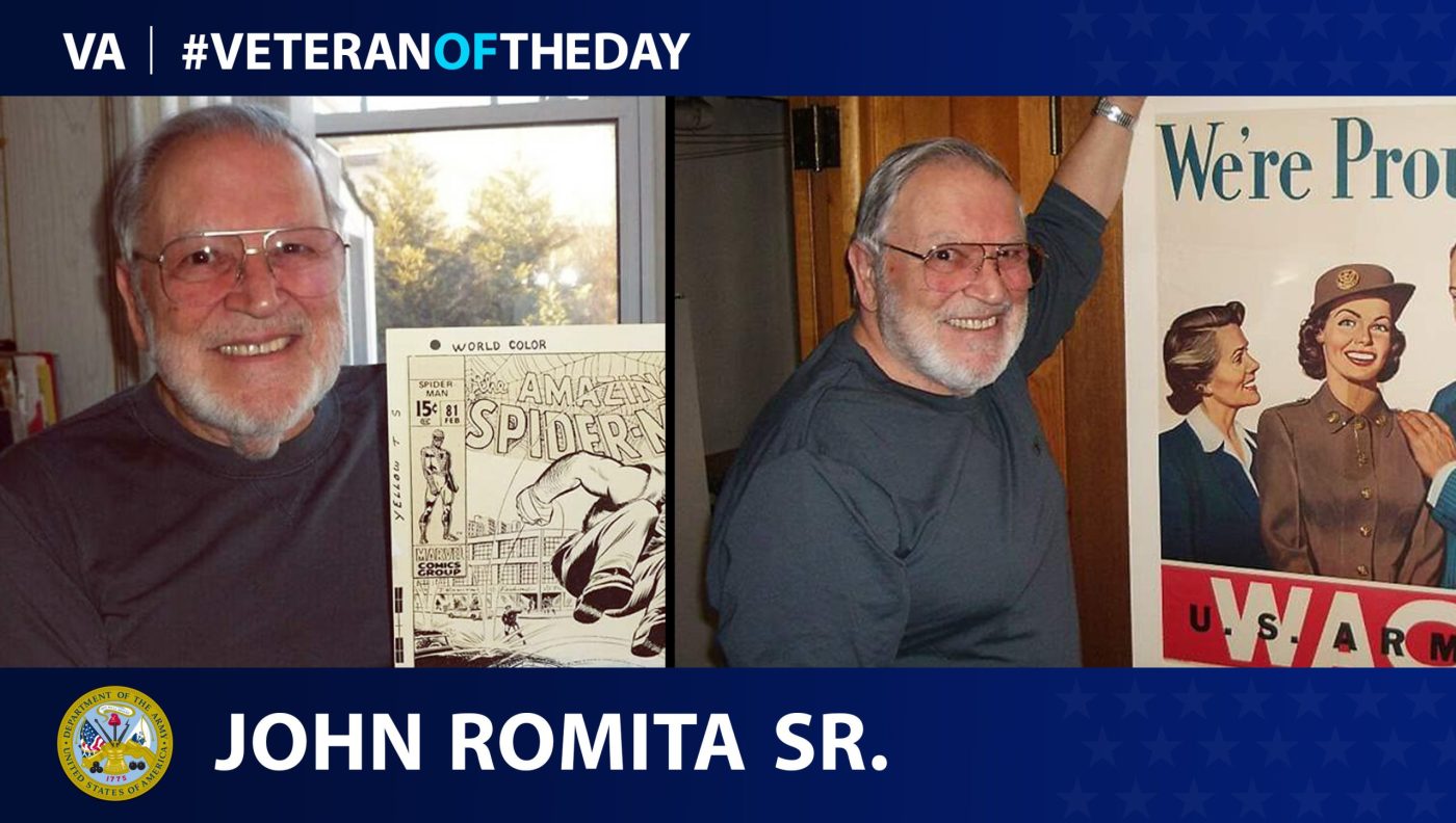 Today's #VeteranOfTheDay is Army Veteran John Romita Sr., known for his work on The Amazing Spider Man and co-creator for Marvel comics characters Wolverine, the Punisher, and more.