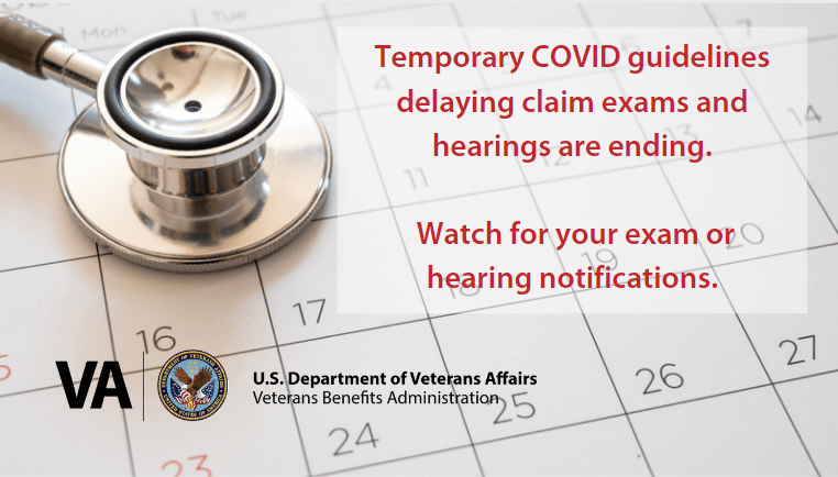 Now that the national emergency declaration has ended, VA will no longer delay claims due to COVID-19 concerns.