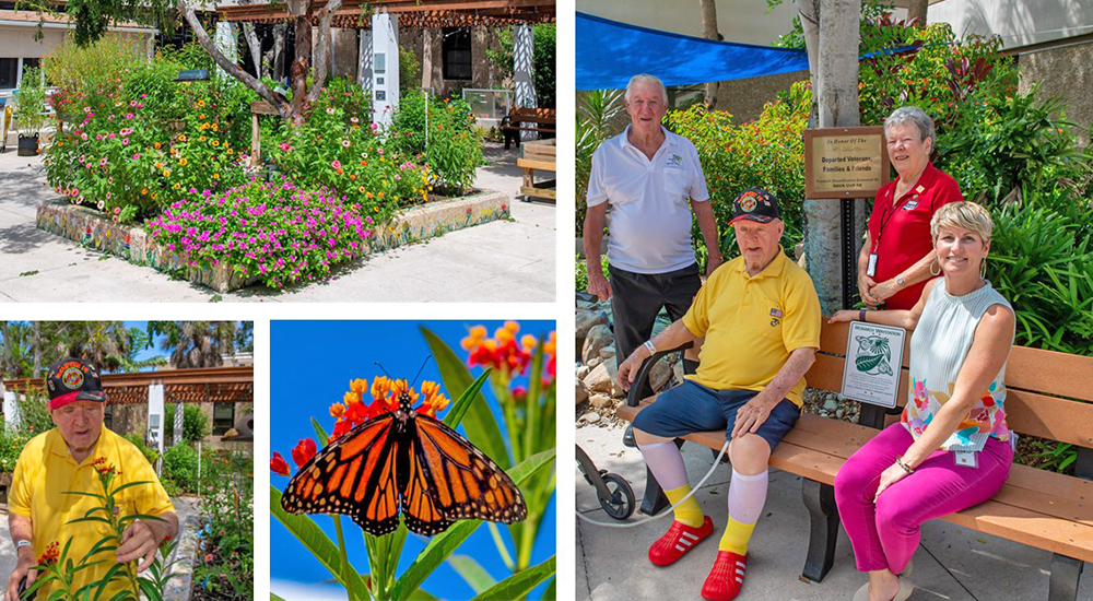 Photos of Veterans and others in butterfly garden