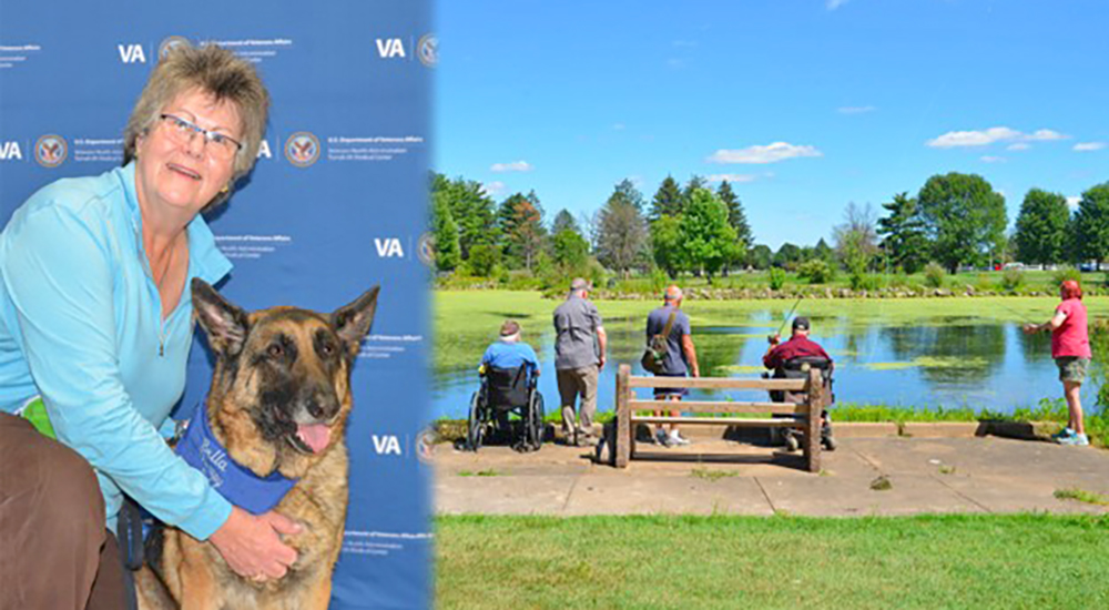Rural Veteran montage of a dog and fishermen
