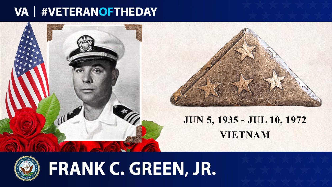 Today's #VeteranOfTheDay is Navy Veteran Frank Clifford Green Jr., who served in Vietnam.