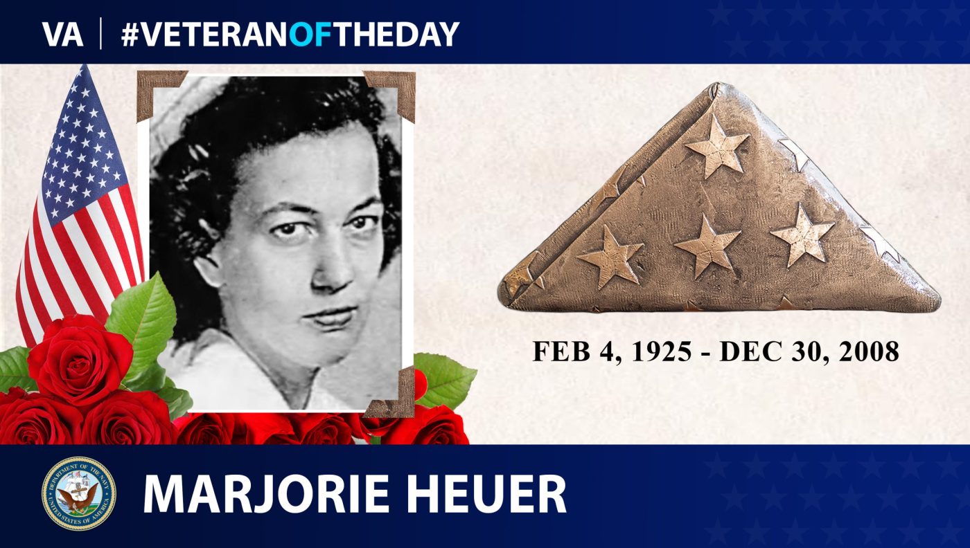 Today's #VeteranOfTheDay is Navy Veteran Marjorie Heuer, who served in the WAVES.