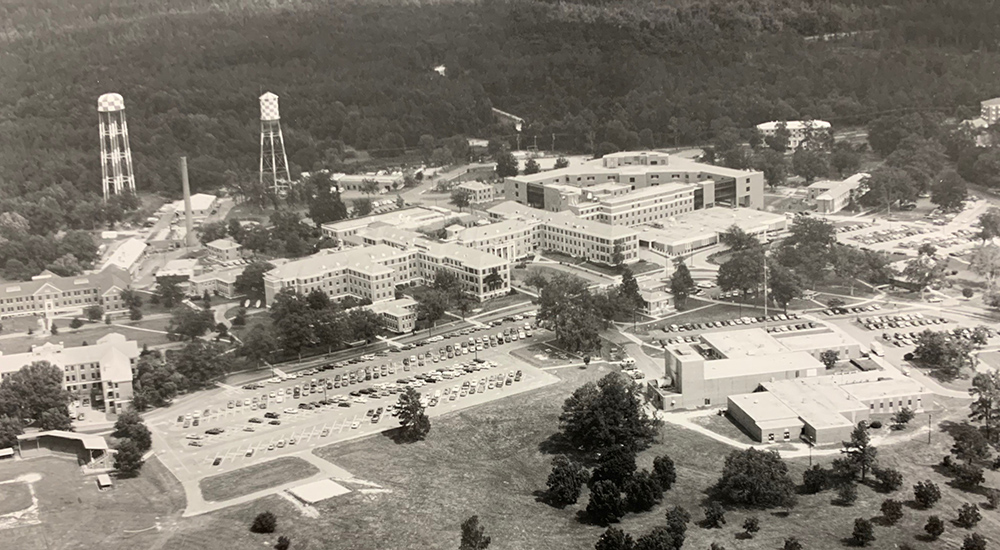 B&W photo of historic Tuskegee VA campus