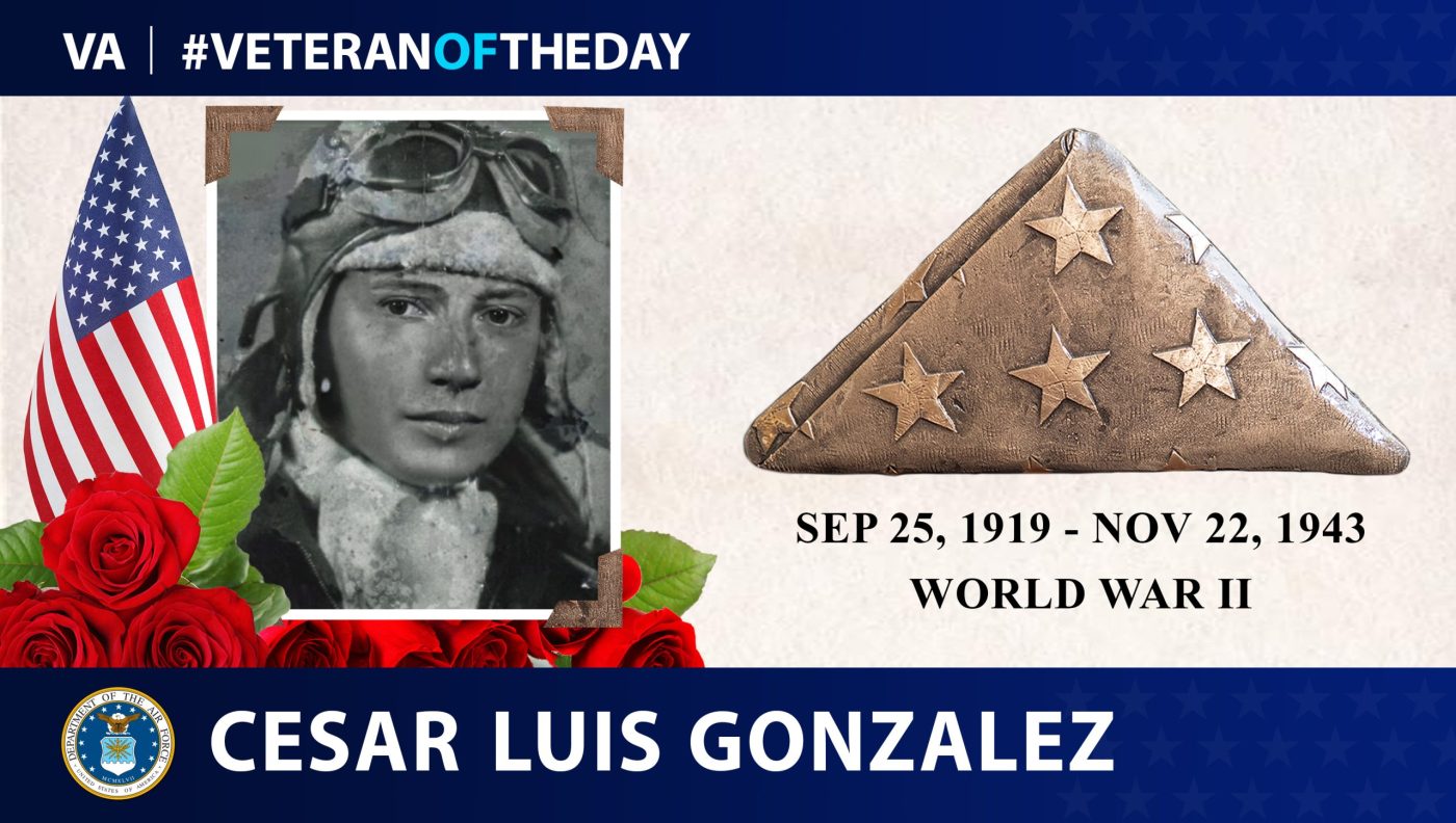 Today's #VeteranOfTheDay is Army Air Forces Veteran Cesar Luis Gonzalez, whose plane crashed in Sicily in 1943.