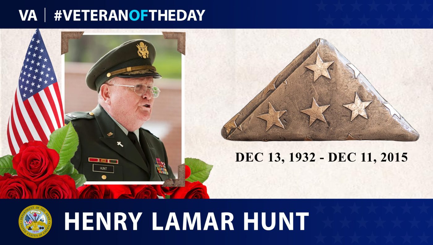 Today's #VeteranOfTheDay is Army Veteran Henry Lamar Hunt, who earned two Bronze Star Medals as a chaplain during the Vietnam War.
