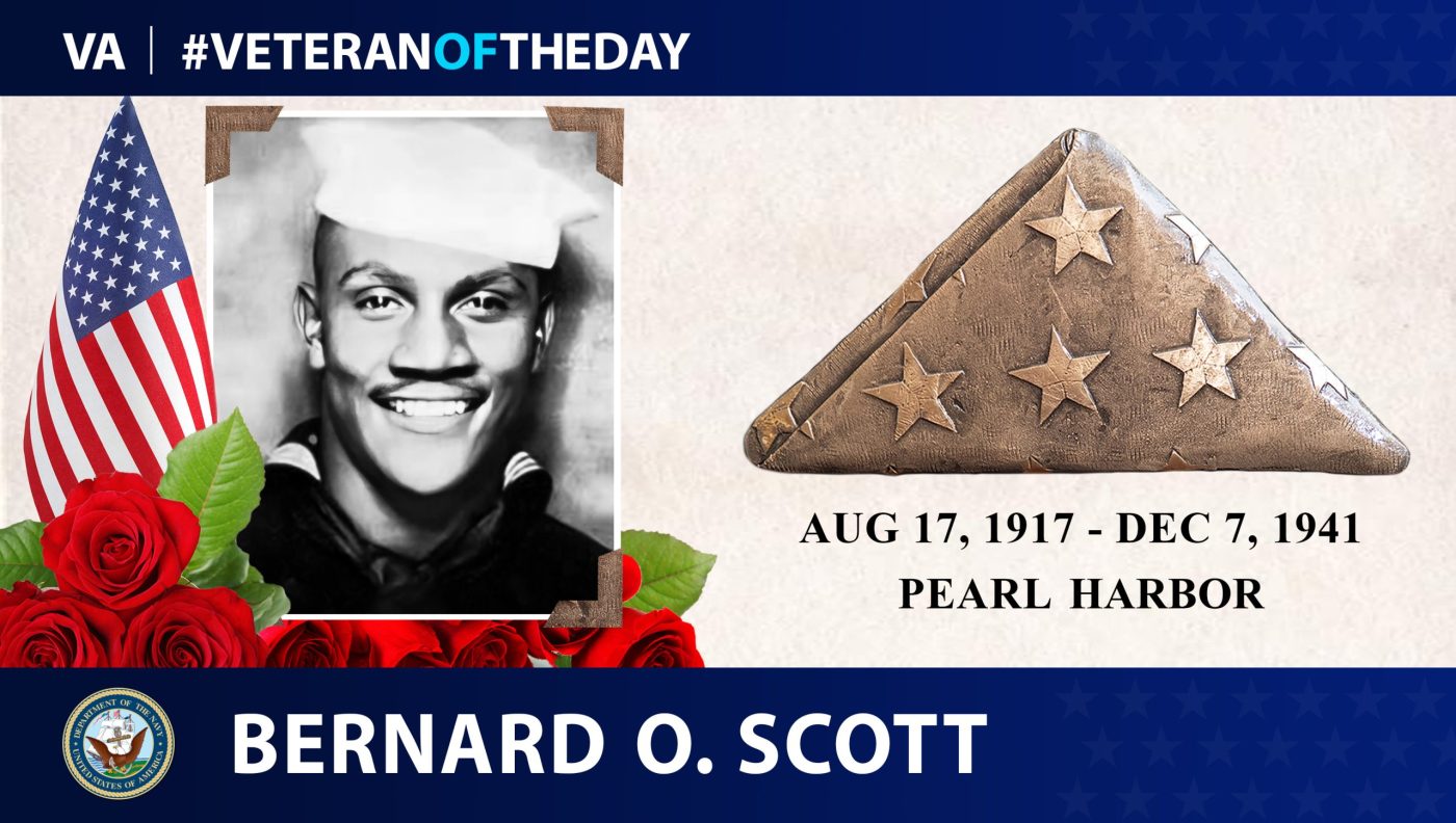 Today's #VeteranOfTheDay is Navy Veteran Bernard Oliver Scott, who served on the U.S.S. Oklahoma in the 1940s.
