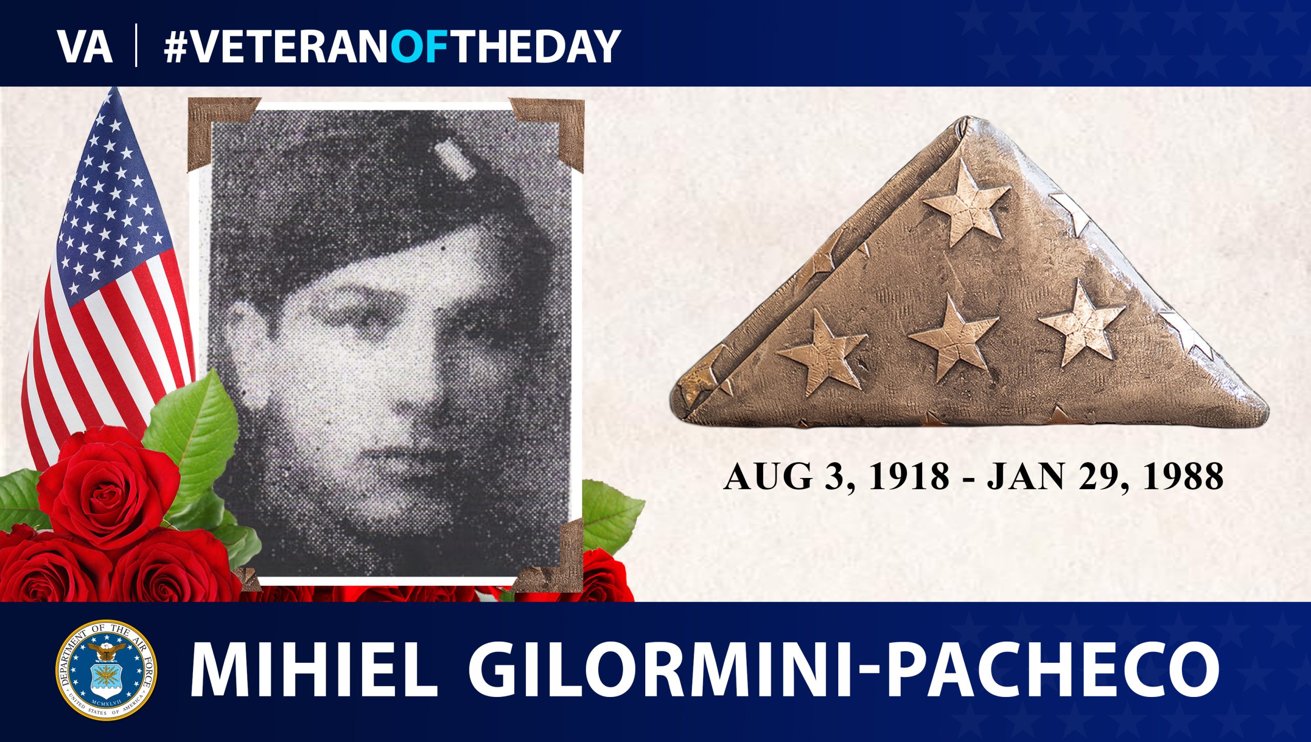 Today's #VeteranOfTheDay is Air Force Veteran Mihiel Gilormini-Pacheco, who flew a P-47 in WWII and later co-founded the Puerto Rico Air National Guard.