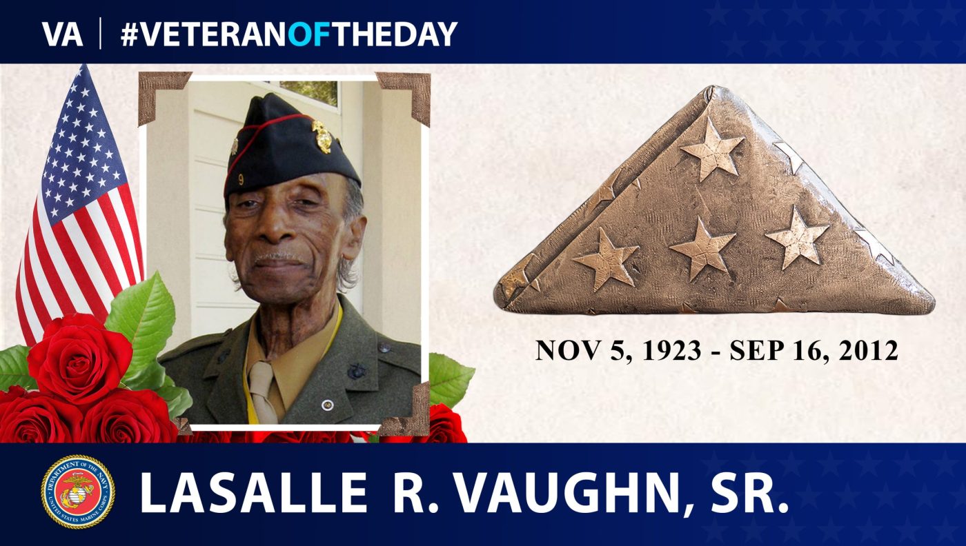 Today's #VeteranOfTheDay Marine Corps Veteran LaSalle R. Vaughn, Sr., a Montford Point Marine under segregation.