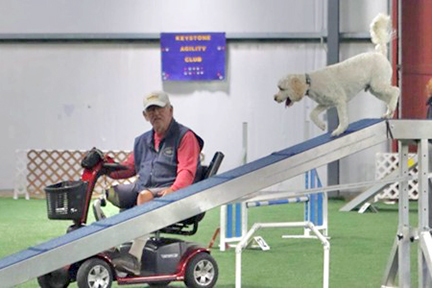 Amputee Veteran and dog compete
