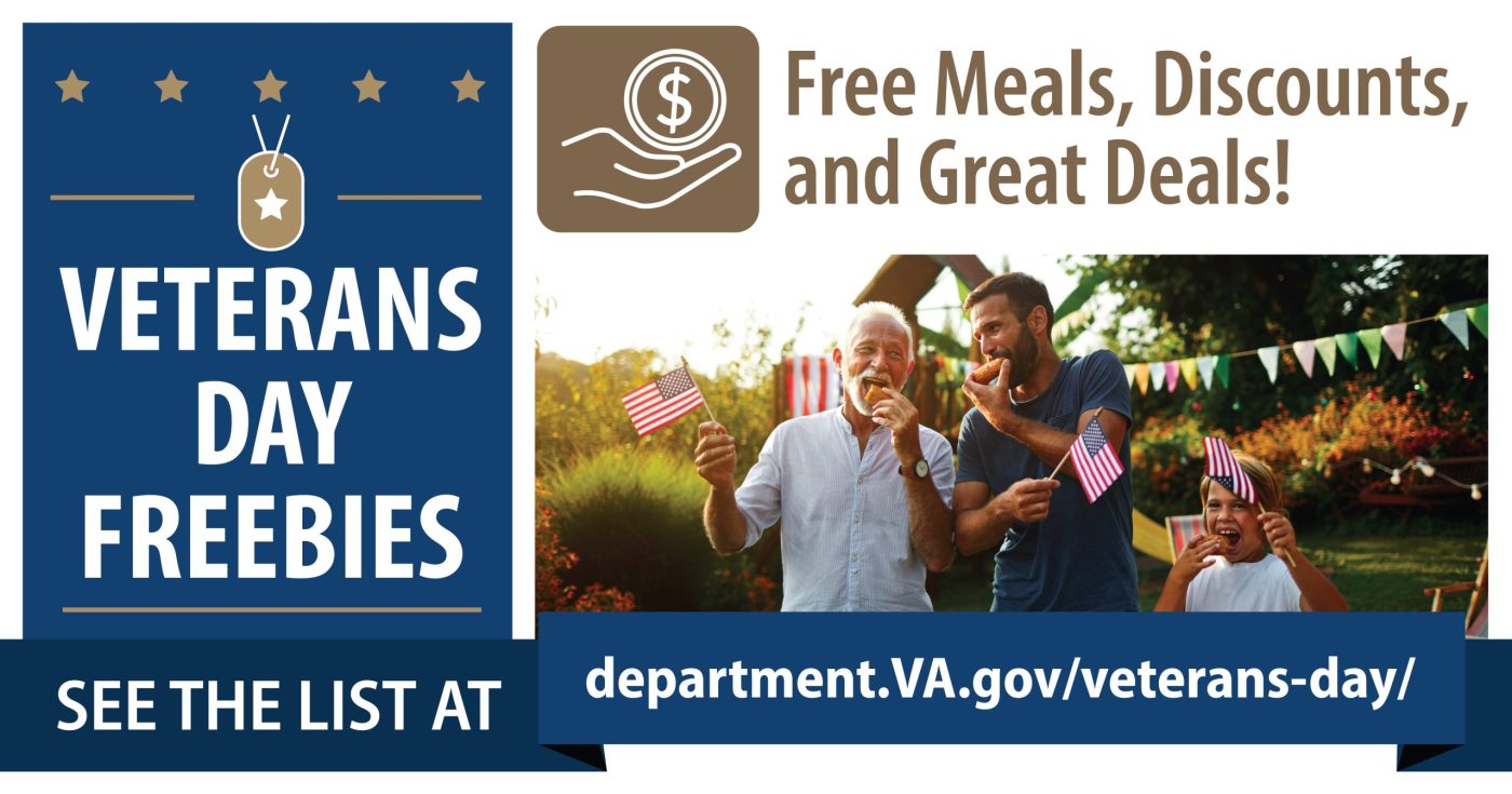 free meals, discounts and offers for Veterans Day