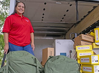Unloading supplies for homeless Veterans