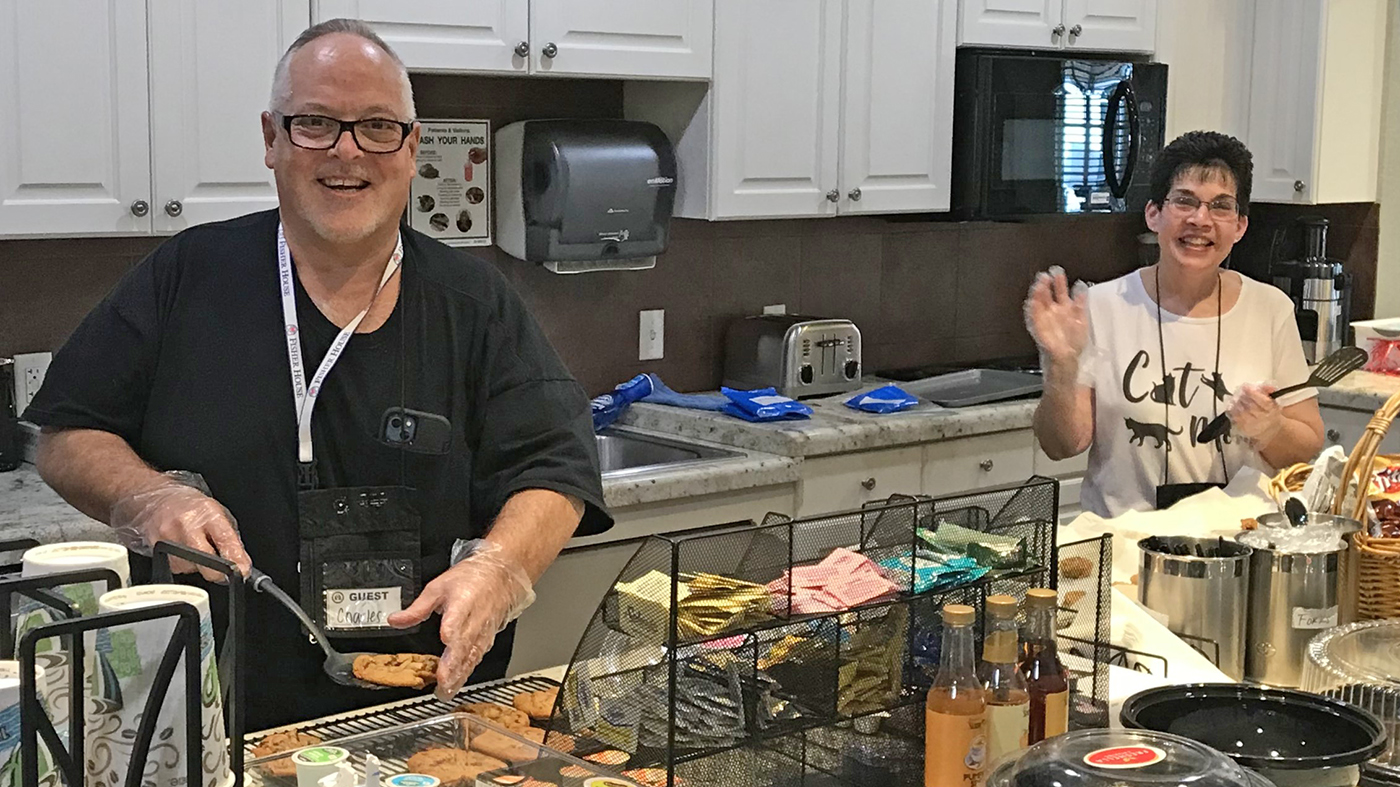 Couple baking in Fisher House