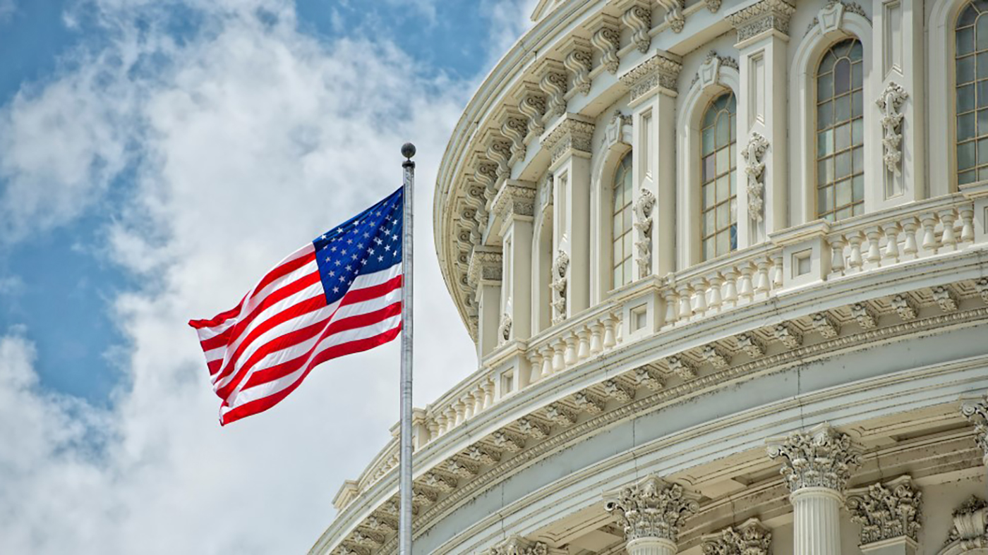 Flag in front of DC Capitol; Isakson-Roe