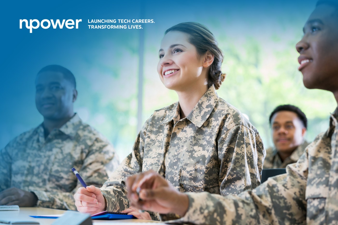 NPower is a nonprofit organization that trains Veterans to apply the skills they learned in the military to careers in technology.