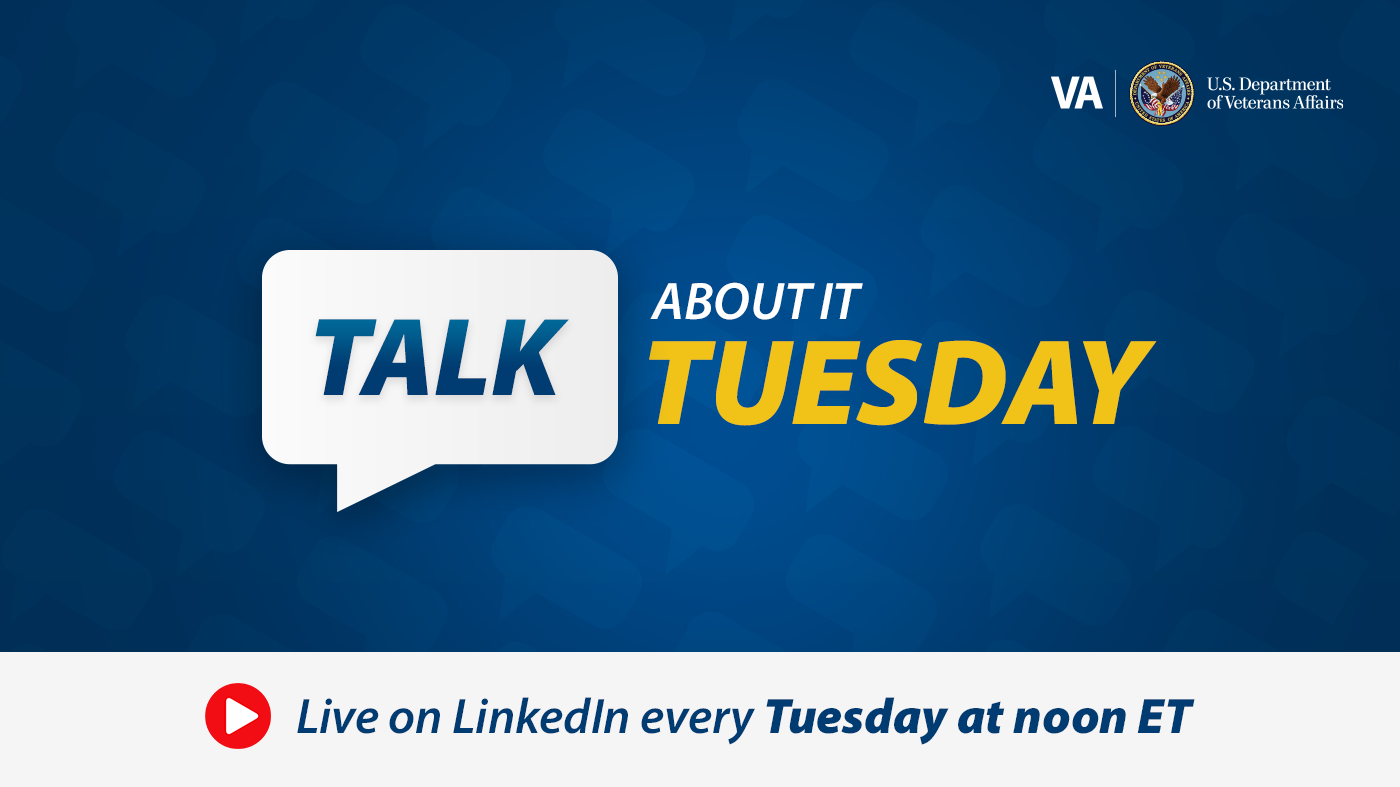 A banner announcing “Talk About It Tuesday,” a LinkedIn Live broadcast that airs every Tuesday at noon ET.