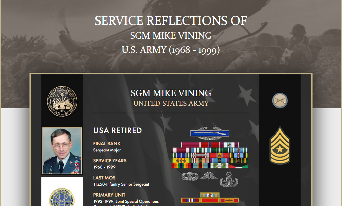 Through Togetherweserved.com, military Veterans can record memories of key people and events from their military service. The result is a beautiful plaque like this one.