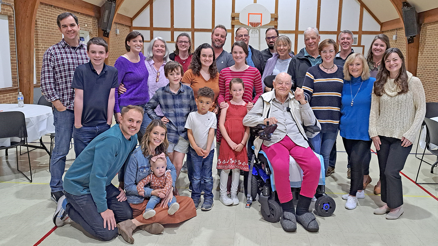 World War II centenarian and family