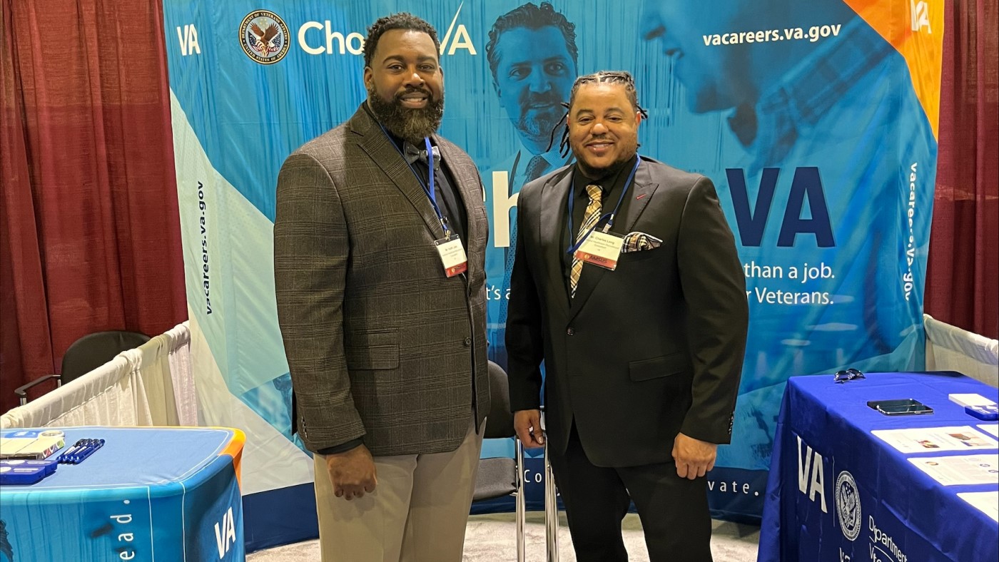 VA recruiters stand at a booth at one of the national events we attend.