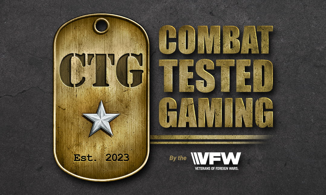 Illustration of dog tags for VFW's gaming league Combat Tested Gaming.