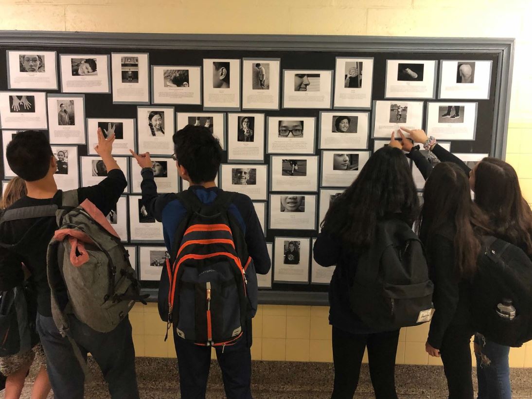 Students looking at art work