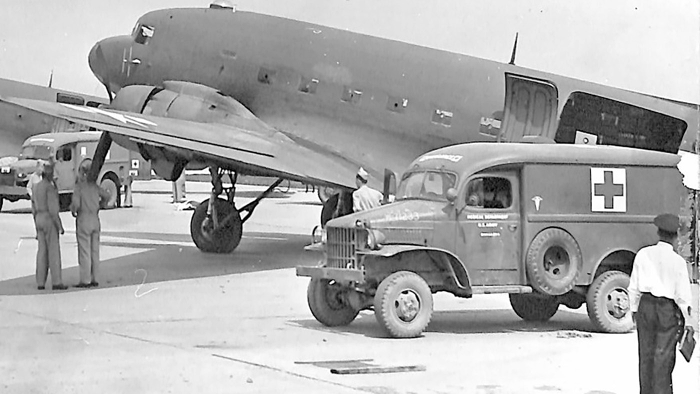 WWII airplane and ambulance; Martinsburg