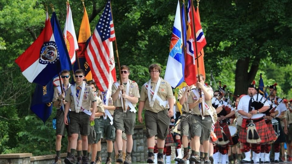 Boys Scouts place flags at Jefferson Barracks