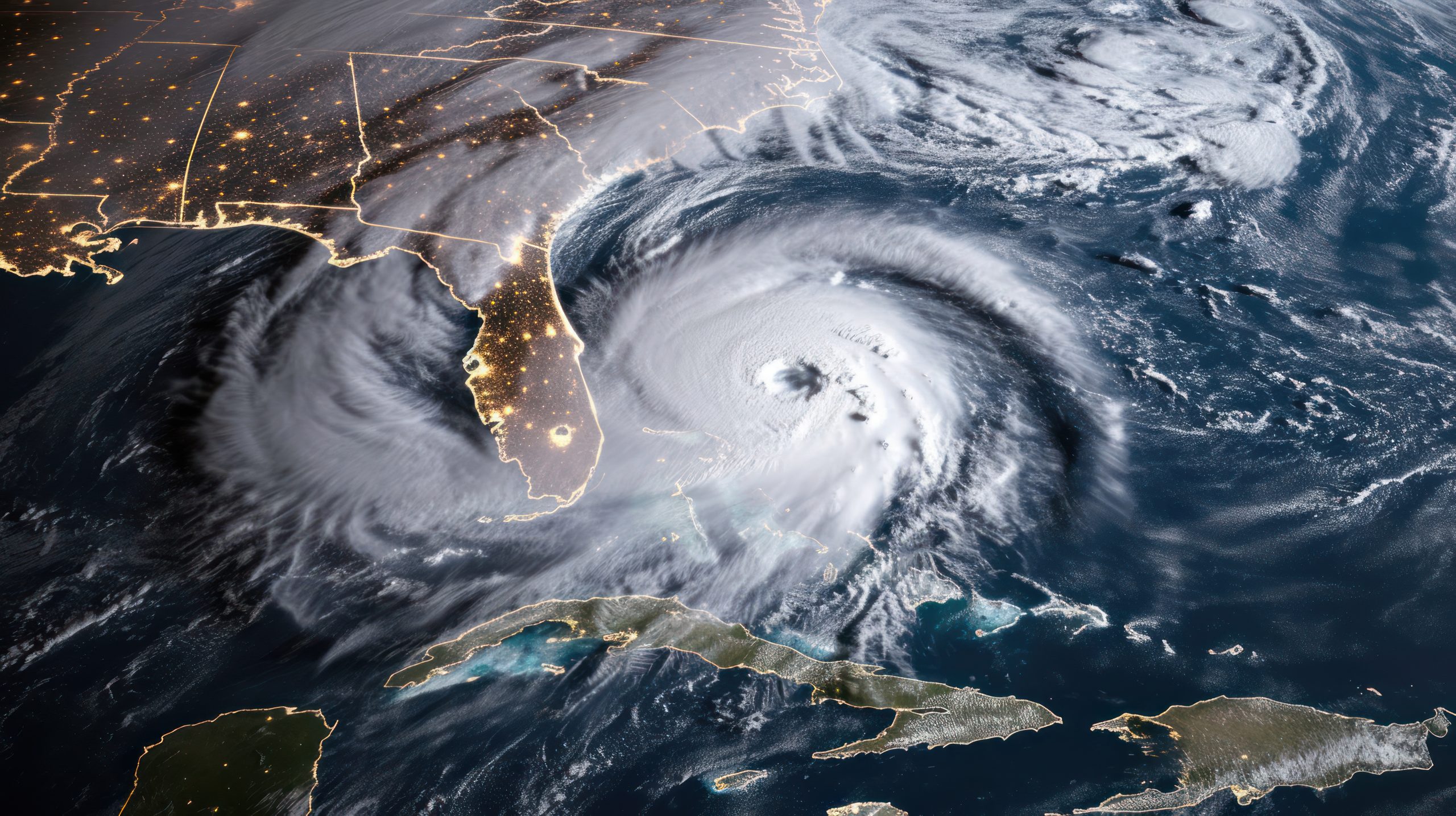 Satellite image of a hurricane.