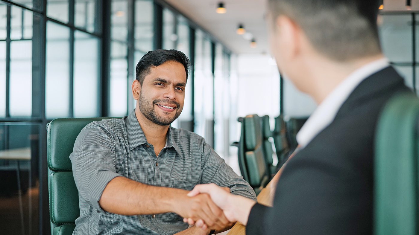 Man at employment fair