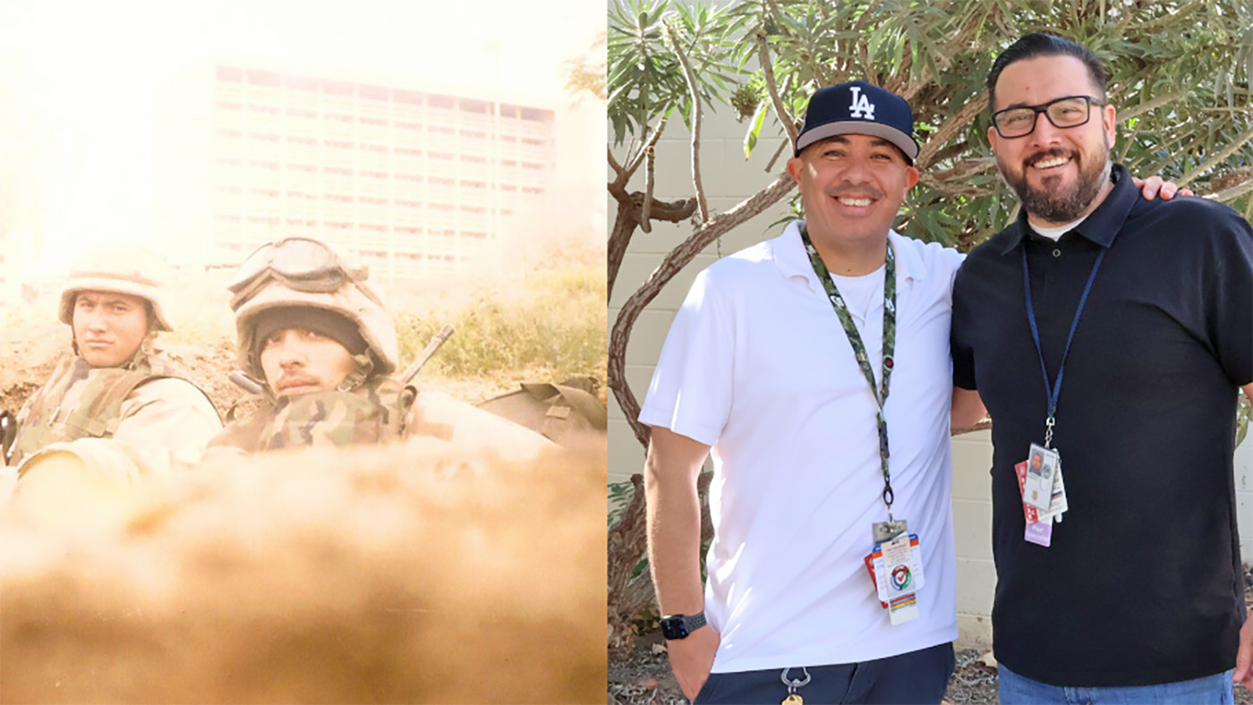 Two Veterans in a foxhole; peer specialists